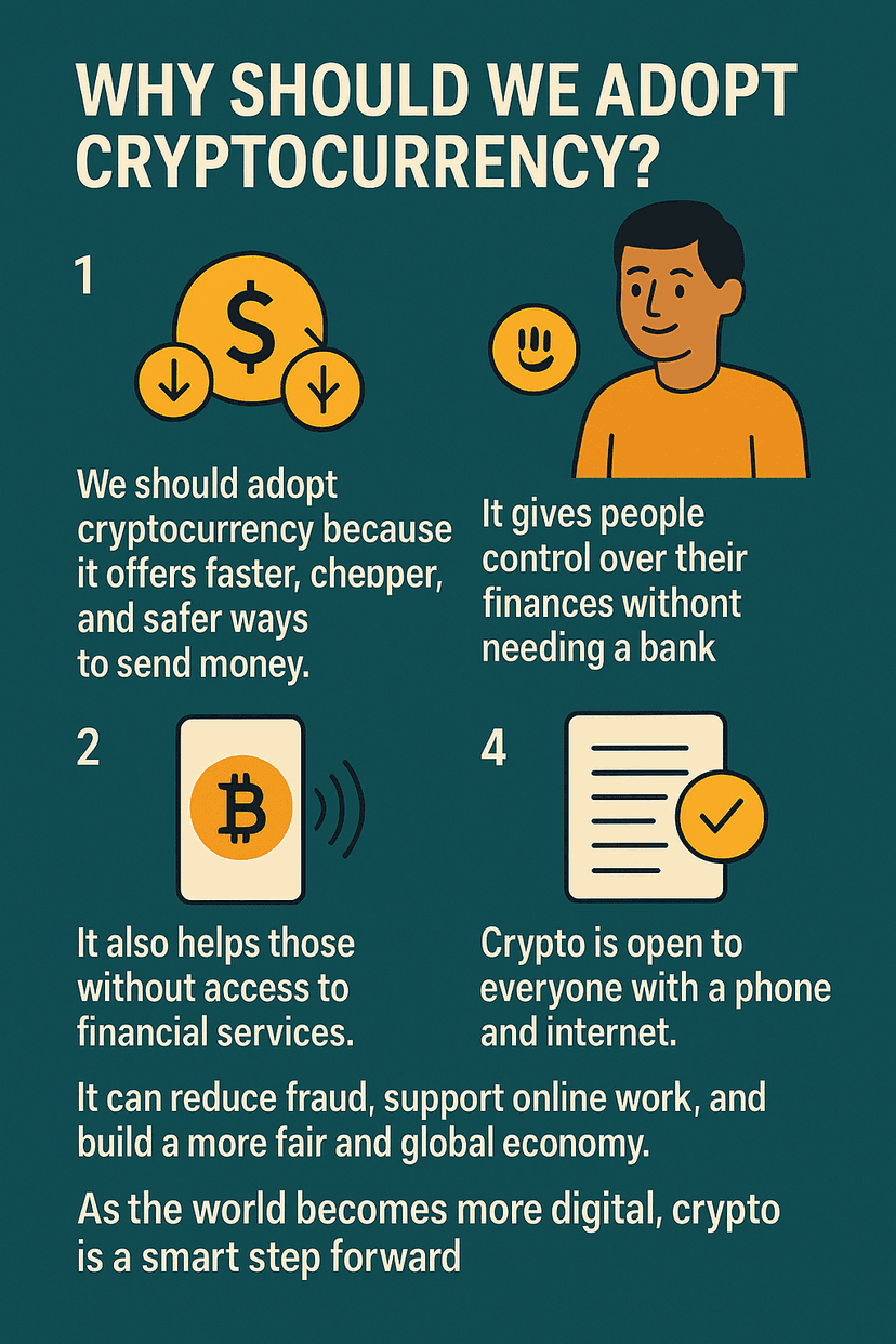 Why Should We Adopt Cryptocurrency?We should adopt cryptocurrency because it…