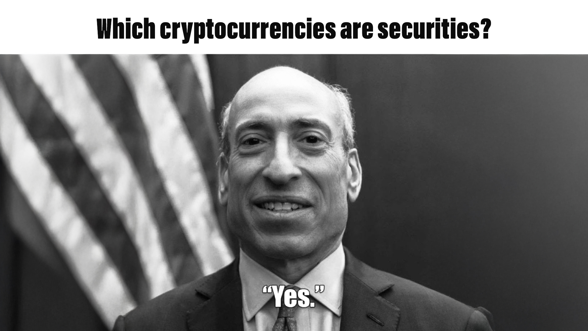 Question that asks “Which cryptocurrencies are securities?” with Gary Genser of the SEC replying “Yes.”