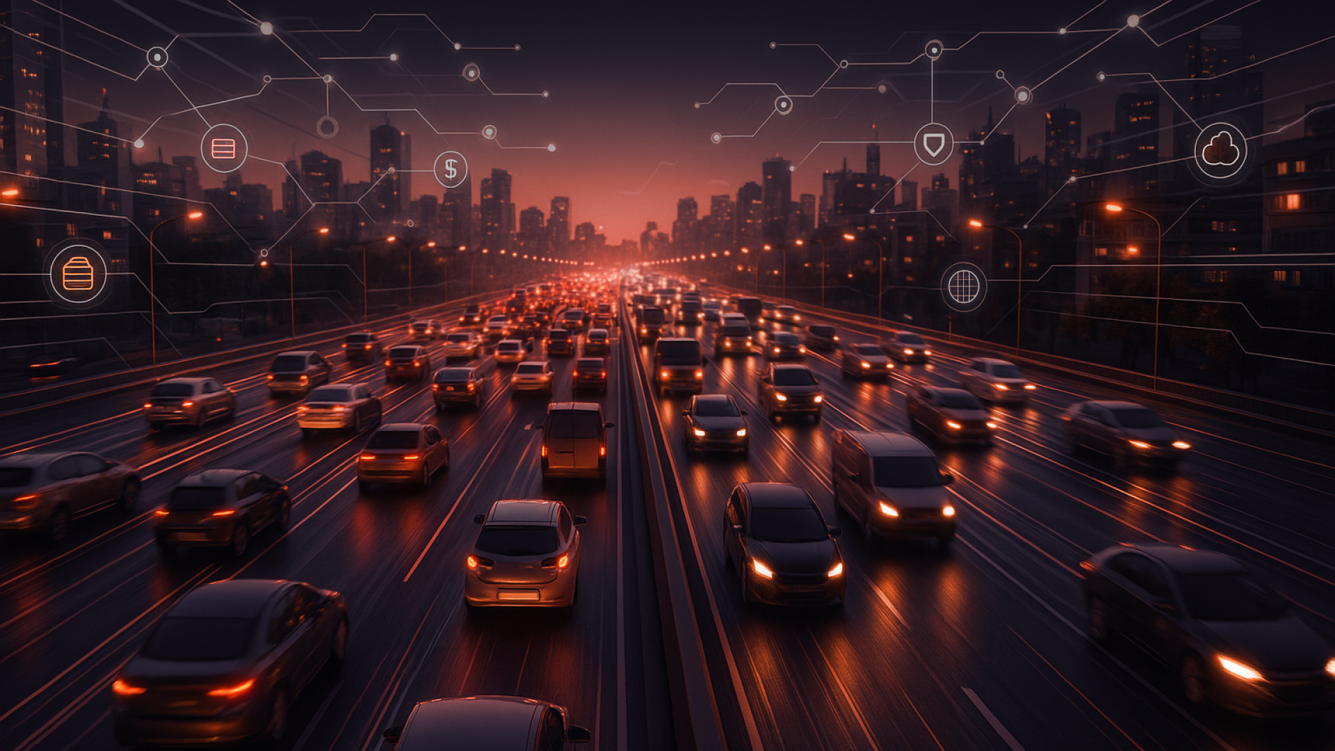 Image depicting a busy city highway