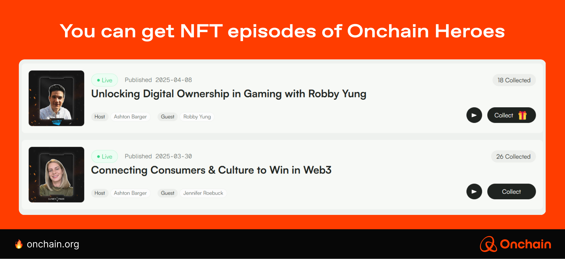 You can get NFT episodes of Onchain Heroes.