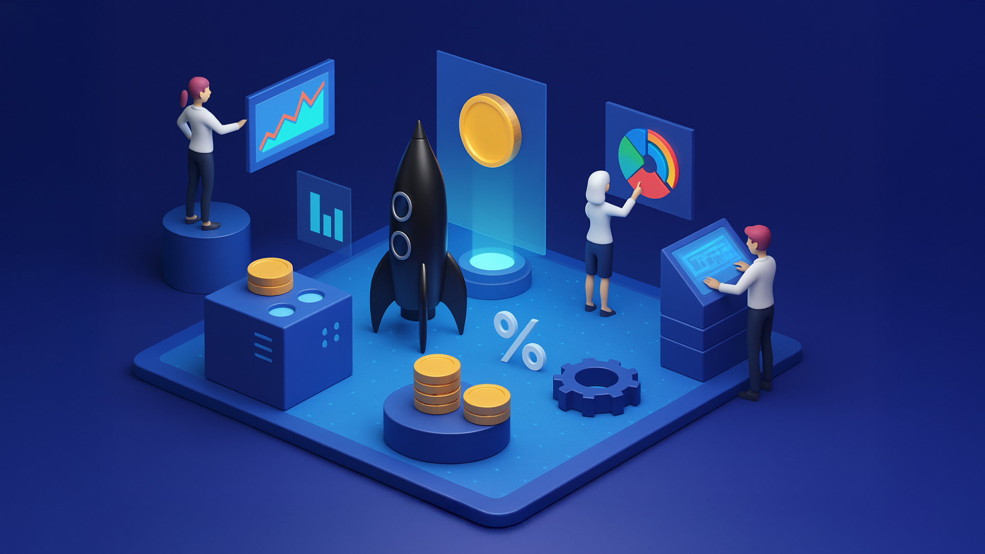 Futuristic image of a token launch process.