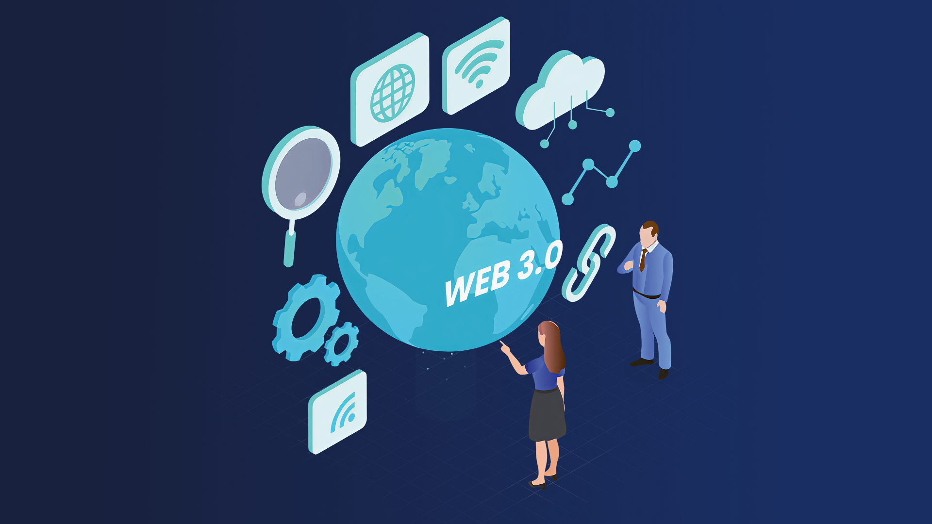 Image of the world encircled with associated Web3-related icons.