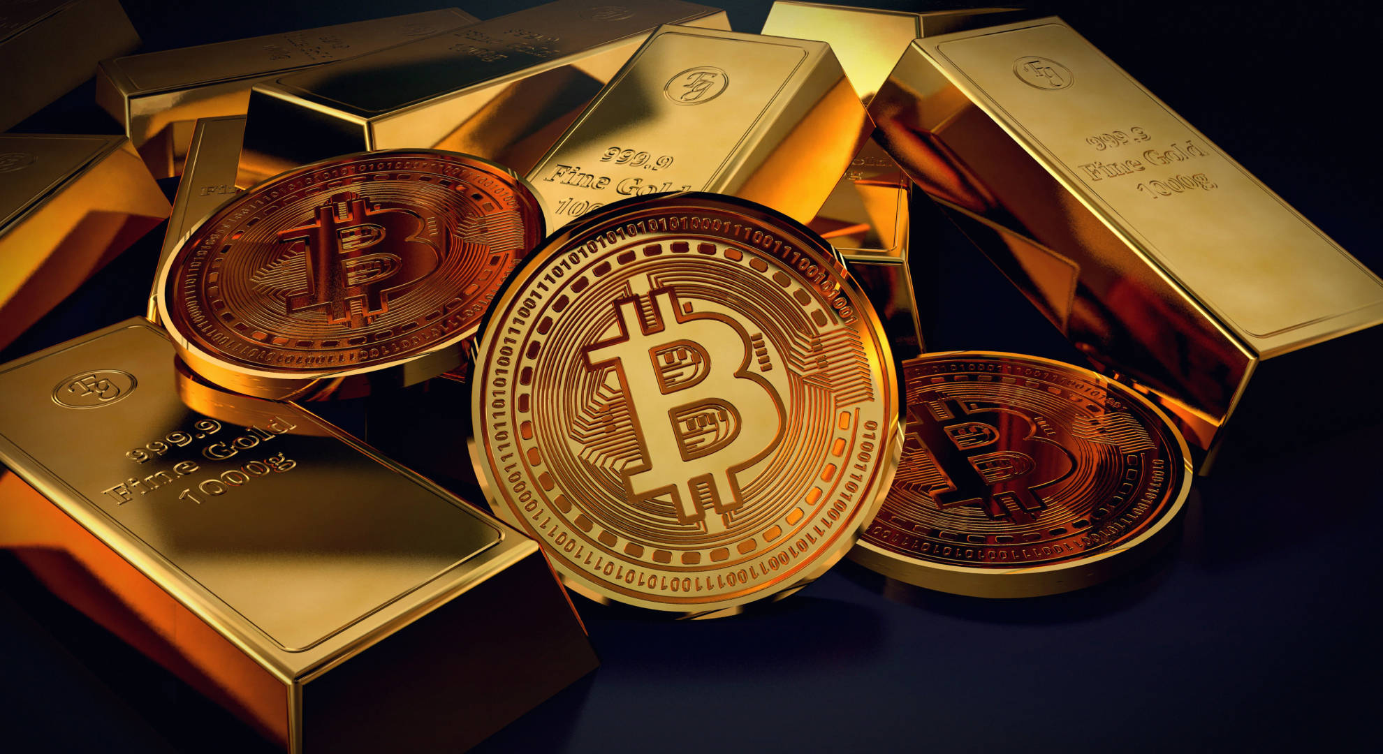 Image depicting gold bars and gold crypto tokens