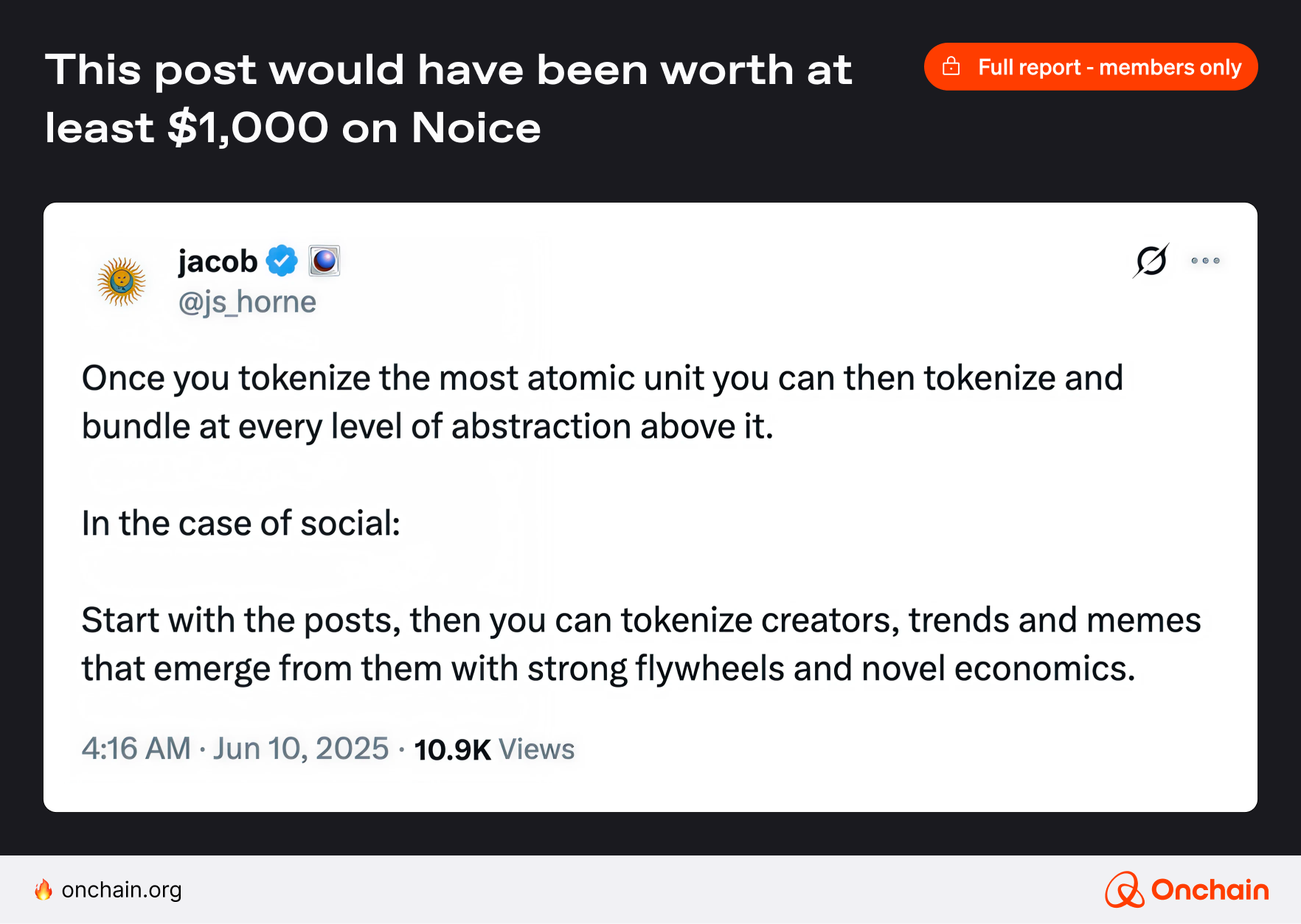 This post would have been worth at least $1,000 on Noice