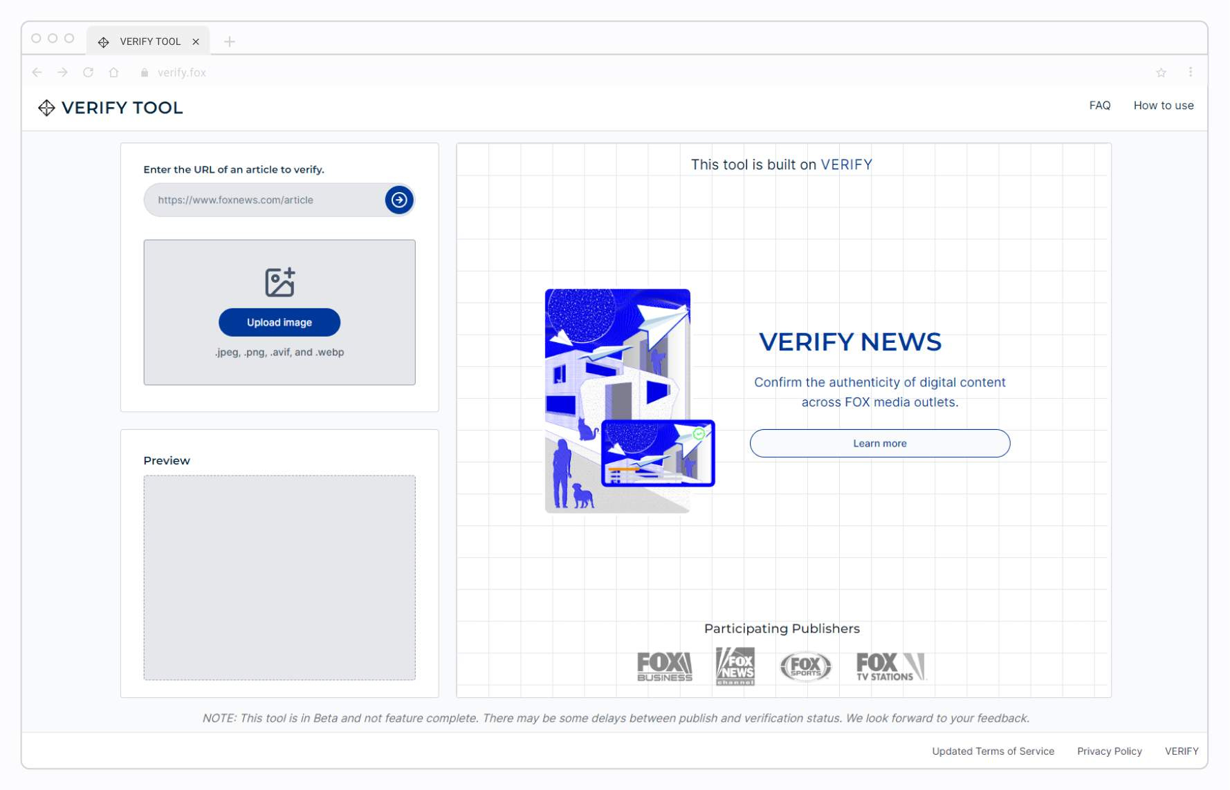 Screenshot of the Verify tool