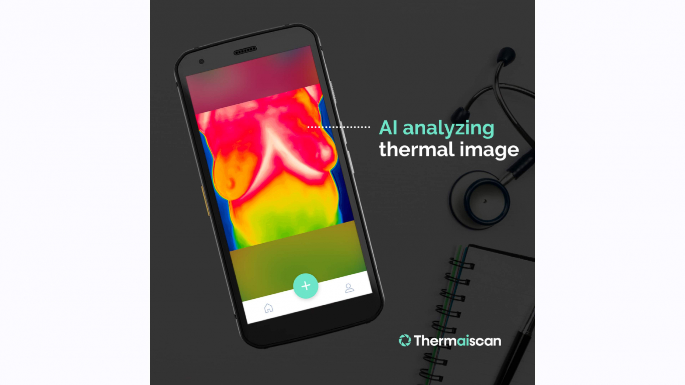 Graphic image depicting Thermaiscans’ AI thermal image analysis tool