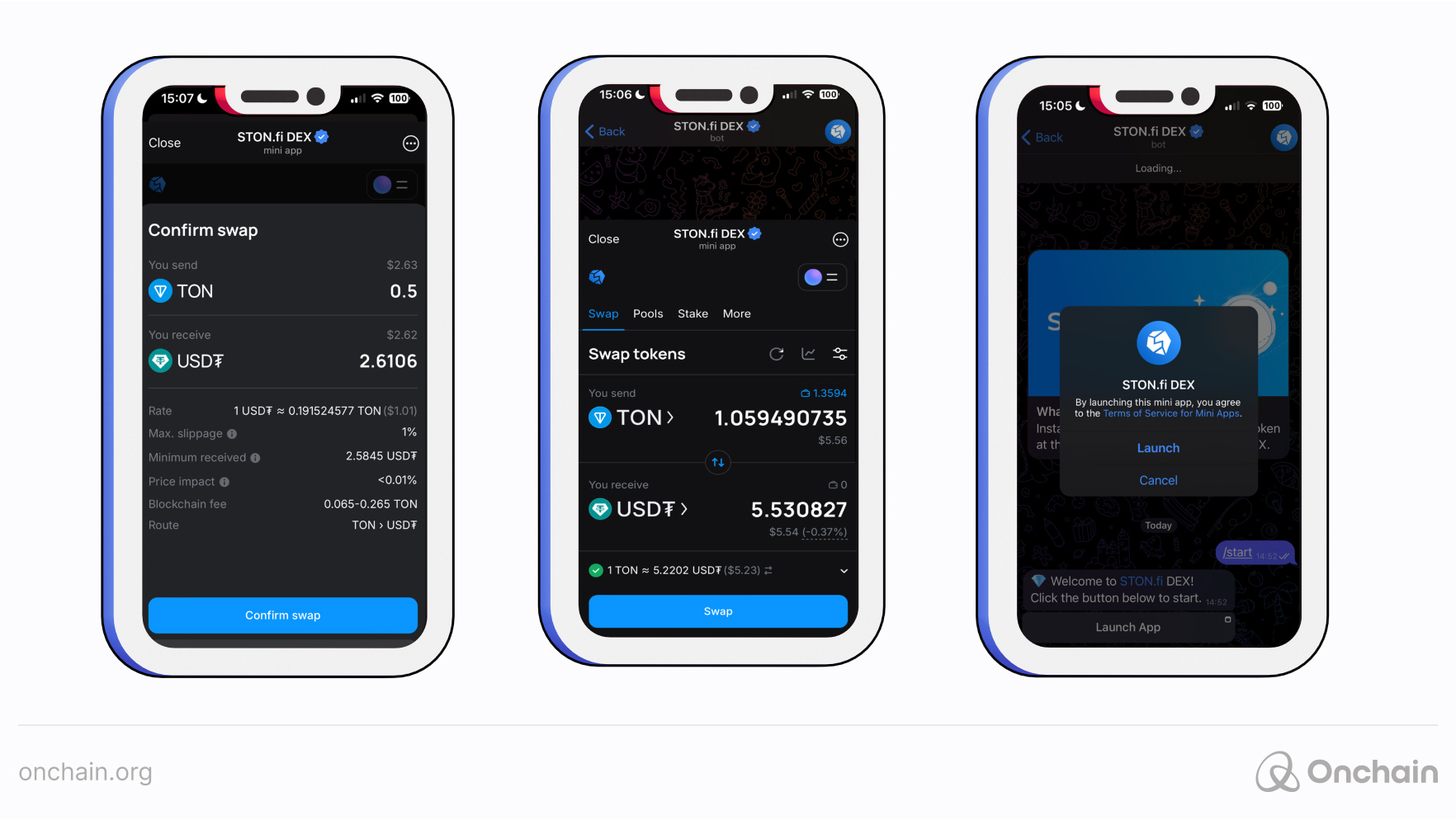 Ston.fi decentralized exchange screenshot