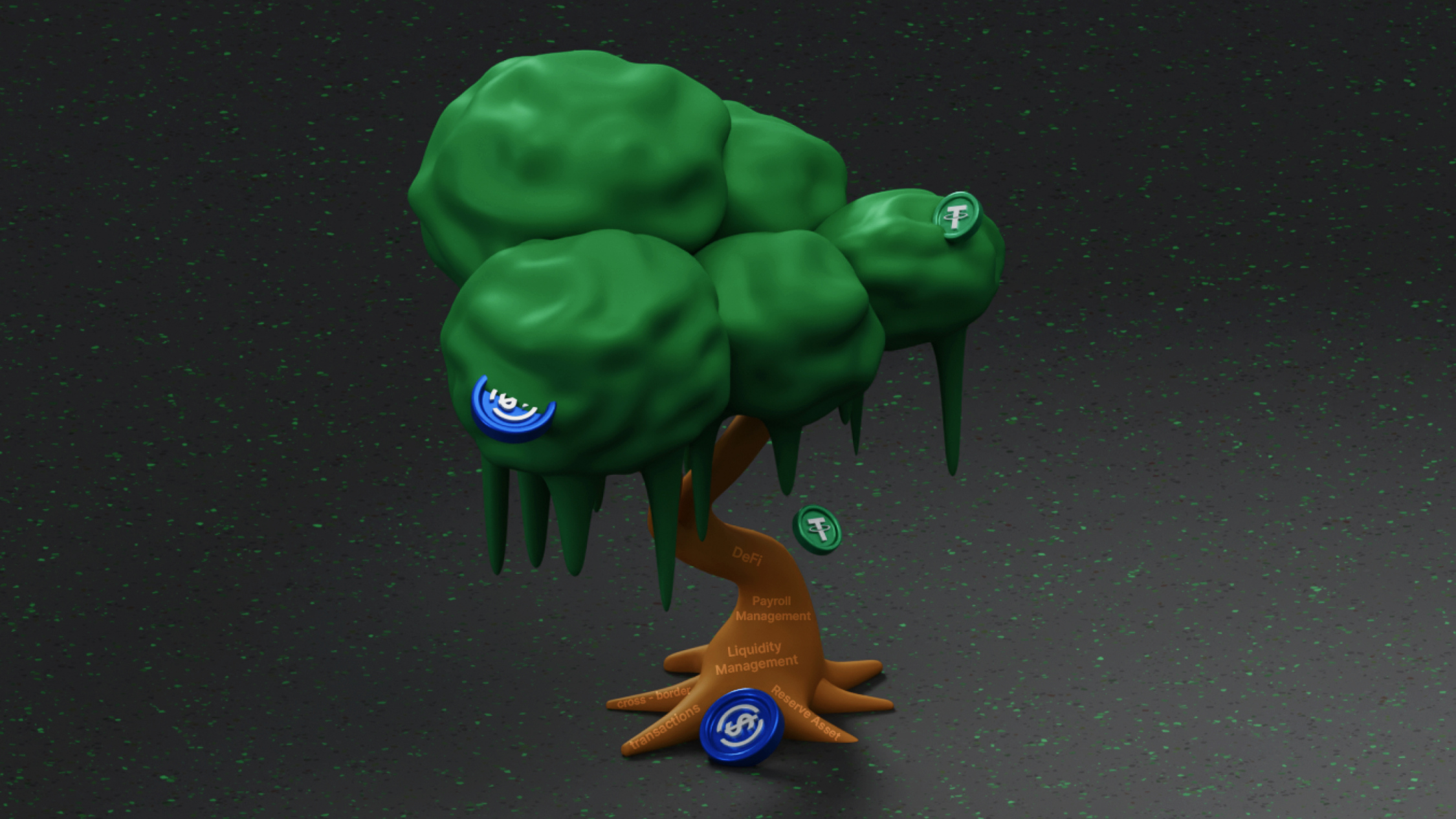 tree with different stablecoins