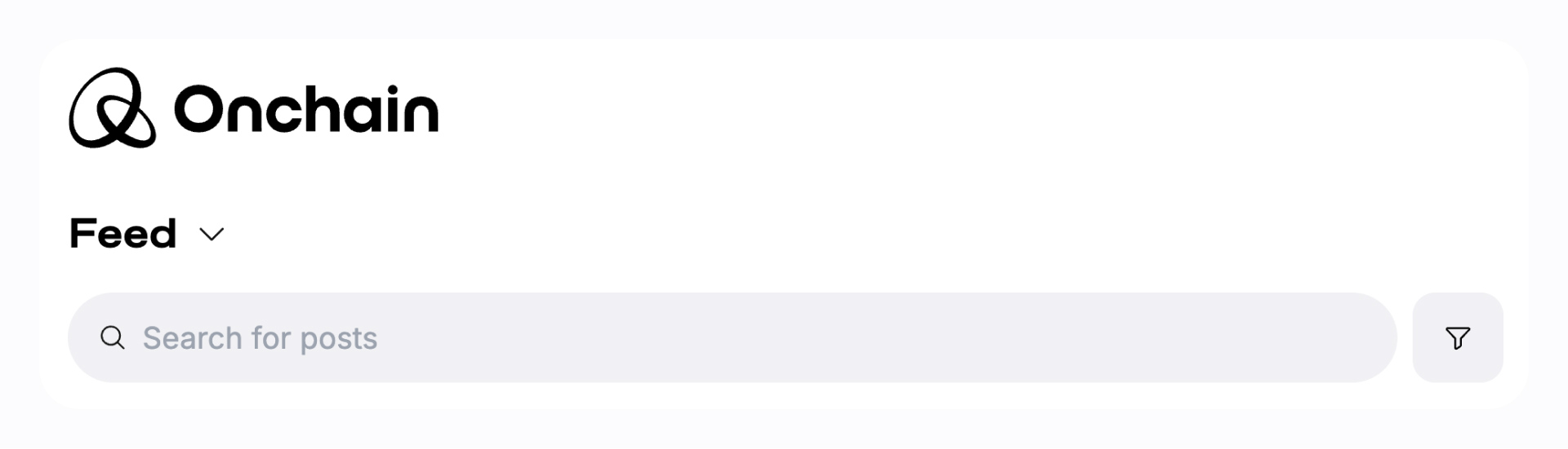 Screenshot of Onchain website that shows Feed search bar
